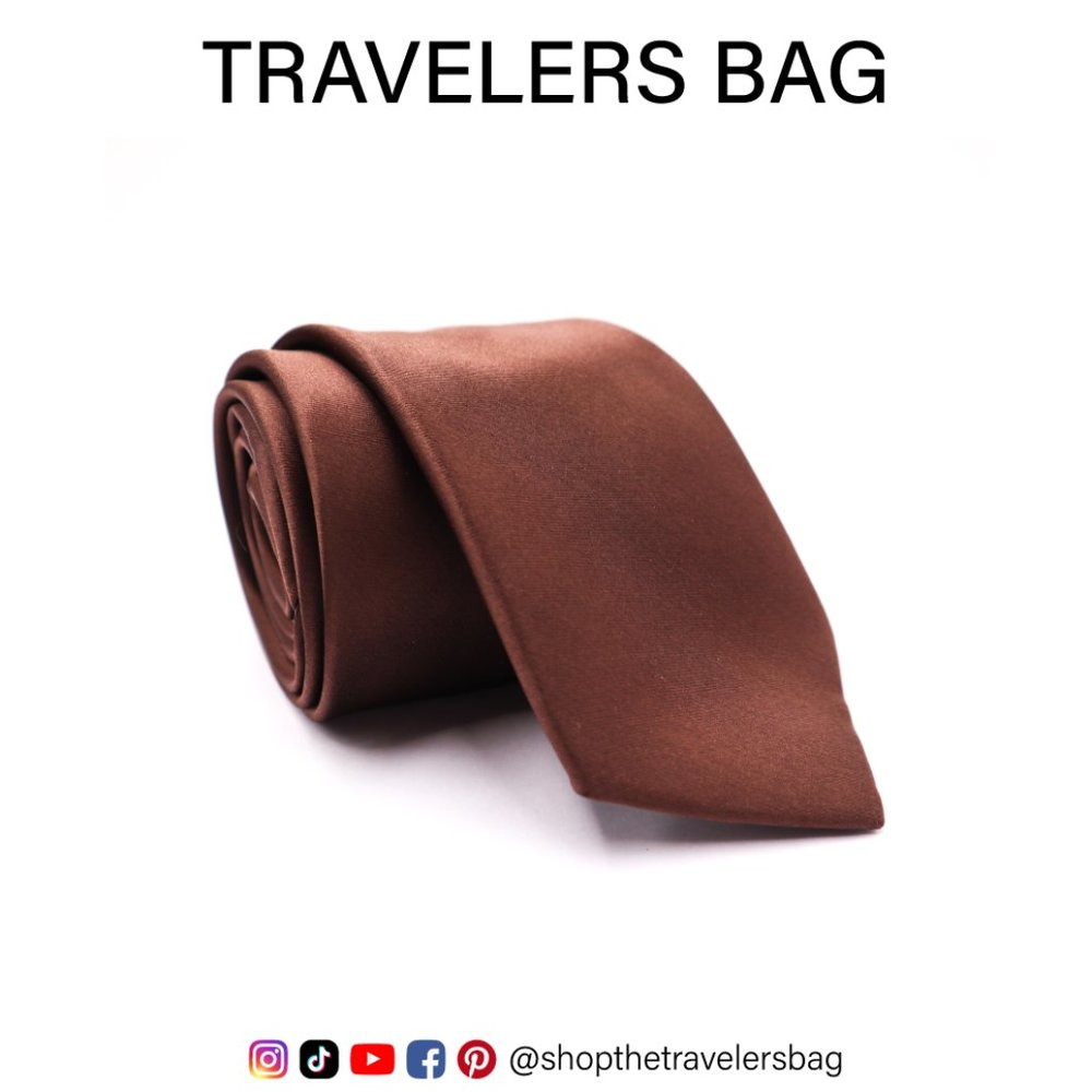 Solid Brown Satin Tie